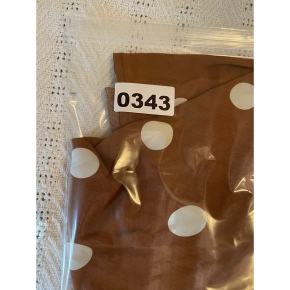 A New Day Women's Maxi Dress Brown Size Large Polka Dots plunge V-Neck Peasant - Picture 10 of 10